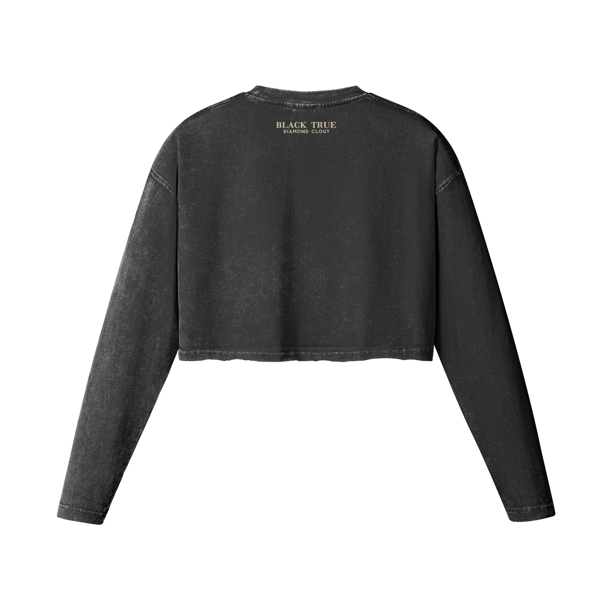 Women's Raw Hem Long Sleeve Crop Top gold